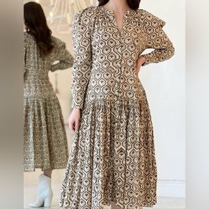 Lena Midi Anna Cate Dress- Medallion Print Small